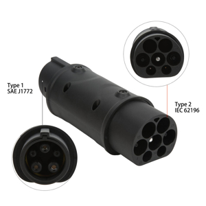 ประเภท 2 ถึงประเภท 1 EVSE Adapter IEC 62196 ถึง SAE J1772 2